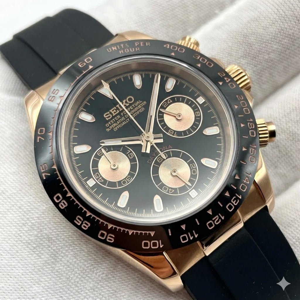 rose gold black dial