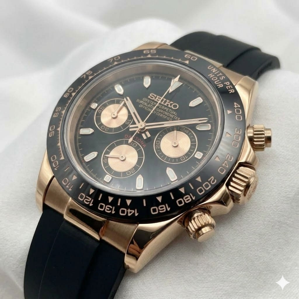 rose gold black dial