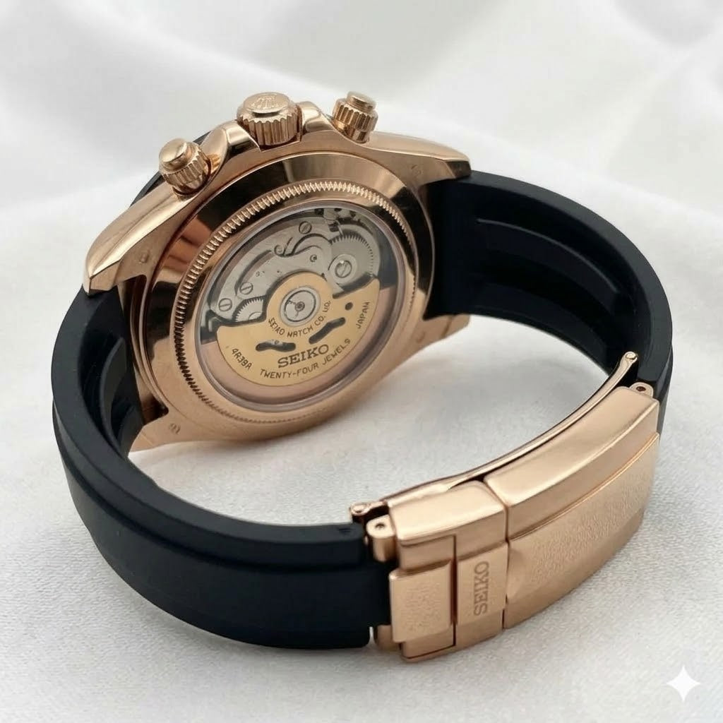 rose gold black dial